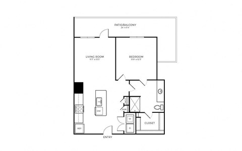A2S1 Floor Plan at Addison Medical Center Apartments, San Antonio